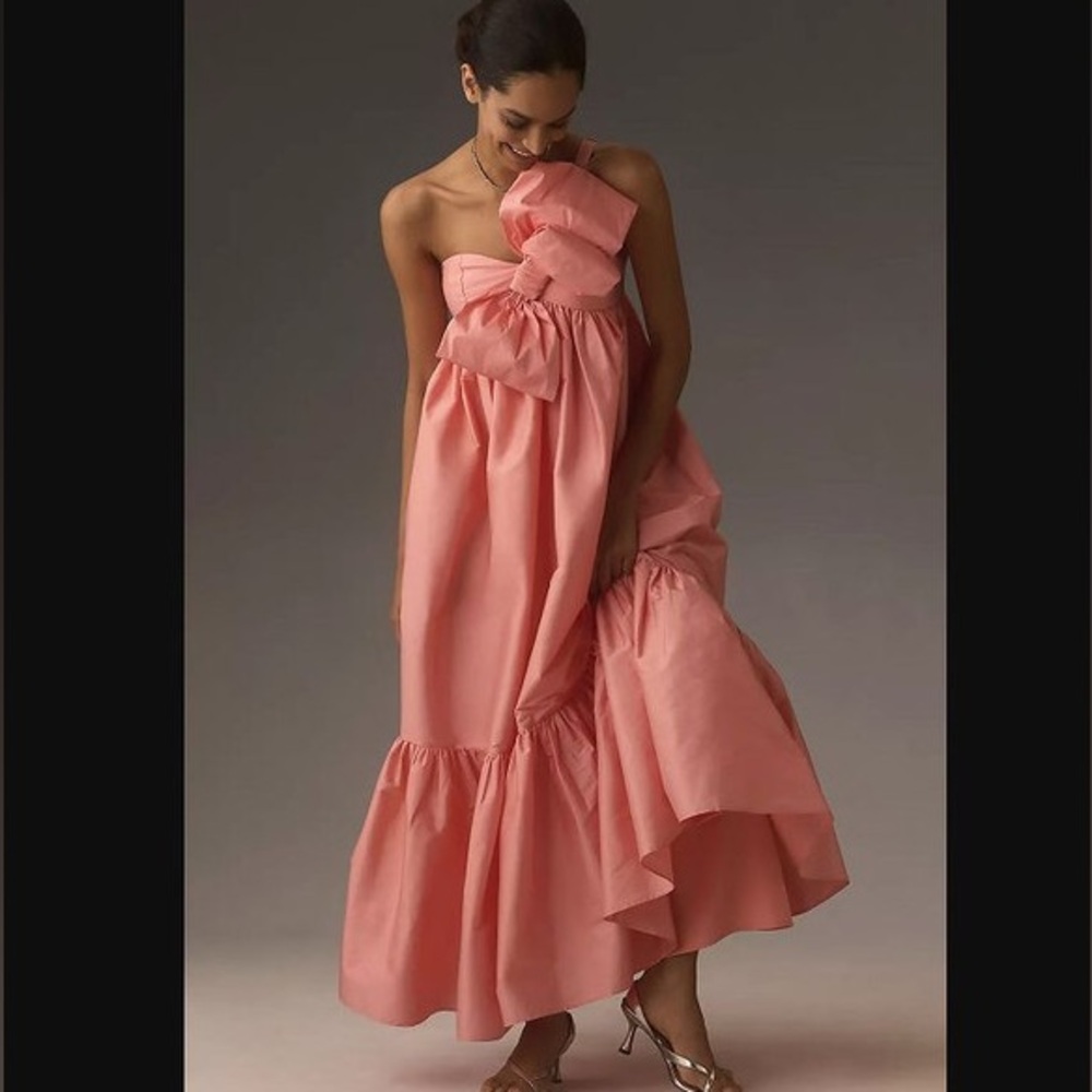 Peach Sally Atsu Bow Dress from Anthropologie